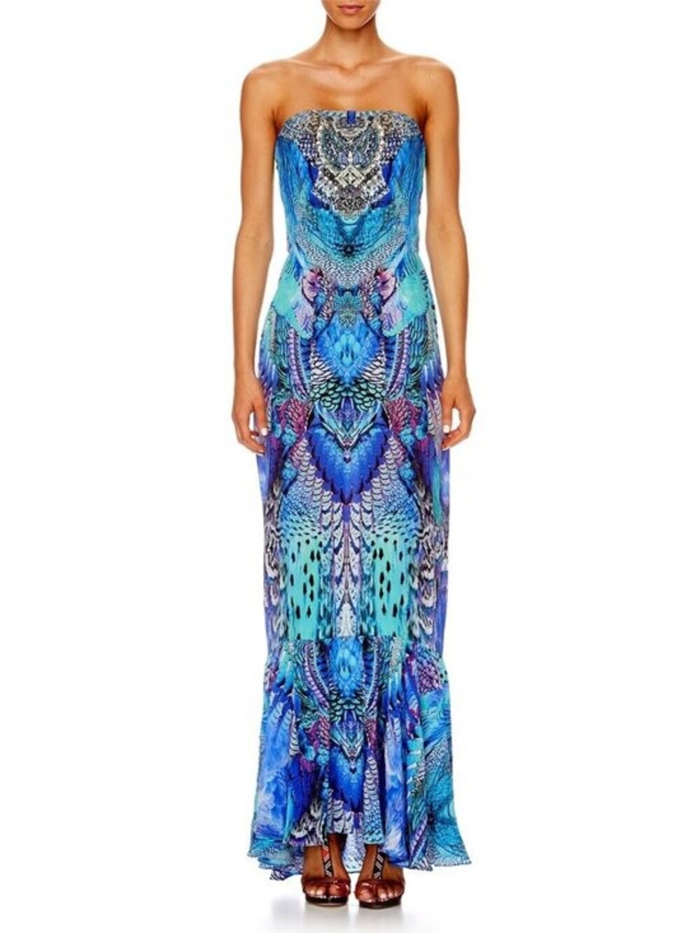 RARE! Camilla Moon Dance Strapless Mermaid Dress with Frill Hem Size 8 XS